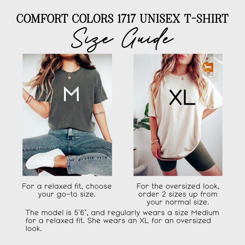 Comfort Colors CC1717 Shirt Size Guide