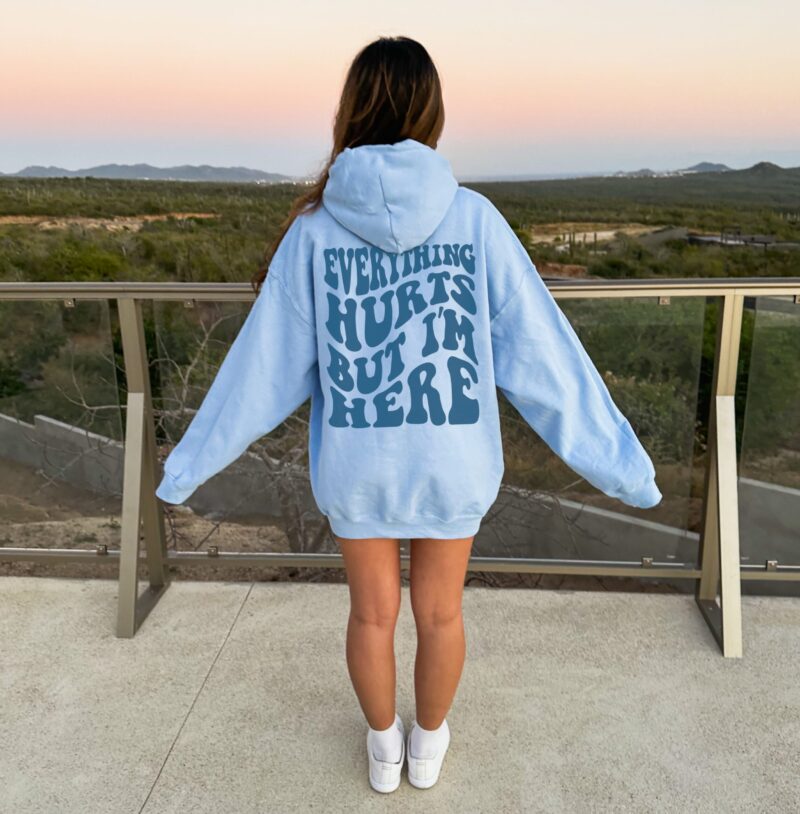 light blue hoodie