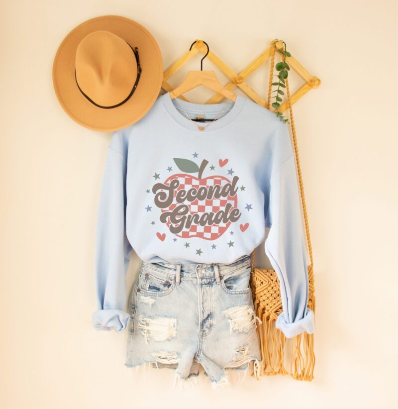 light blue sweatshirt